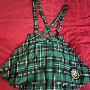 Harry Potter Green Plaid Skirt with Suspenders